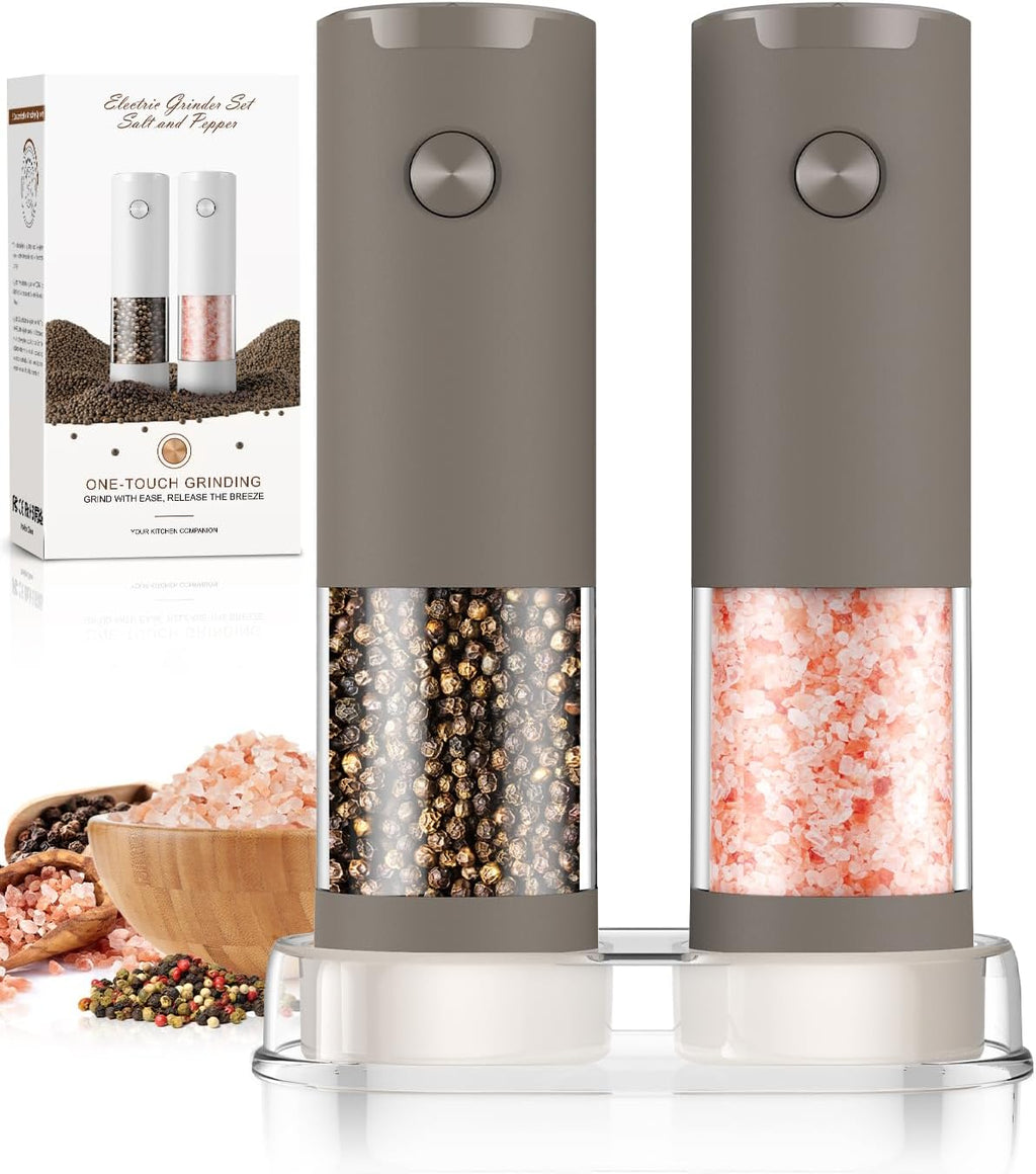 Electric Salt and Pepper Grinder Set Automatic Battery Pepper Mill Shakers Adjustable Coarseness Upgraded Larger Capacity with Led Home and Kitchen Appliances White Elephant Gifts for Women Men