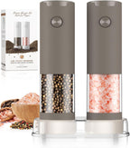 Electric Salt and Pepper Grinder Set Automatic Battery Pepper Mill Shakers Adjustable Coarseness Upgraded Larger Capacity with Led Home and Kitchen Appliances White Elephant Gifts for Women Men