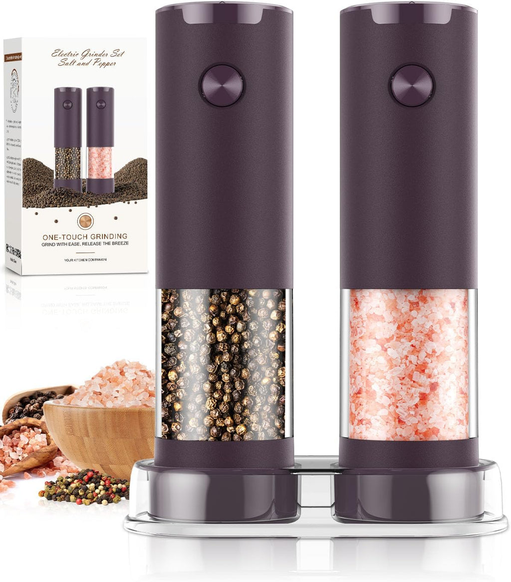 Electric Salt and Pepper Grinder Set Automatic Battery Pepper Mill Shakers Adjustable Coarseness Upgraded Larger Capacity with Led Home and Kitchen Appliances White Elephant Gifts for Women Men