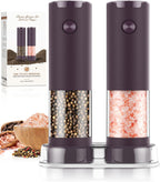 Electric Salt and Pepper Grinder Set Automatic Battery Pepper Mill Shakers Adjustable Coarseness Upgraded Larger Capacity with Led Home and Kitchen Appliances White Elephant Gifts for Women Men