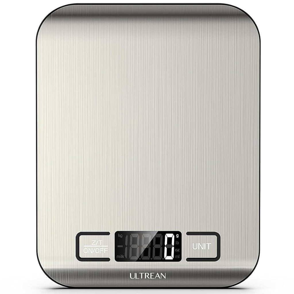 Ultrean Food Scale, Digital Kitchen Scale with LCD Display, Weight Grams and Ounces for Baking Cooking and Meal Prep, 6 Units with Tare Function, 304 Stainless Steel, 11lb (Batteries Included)