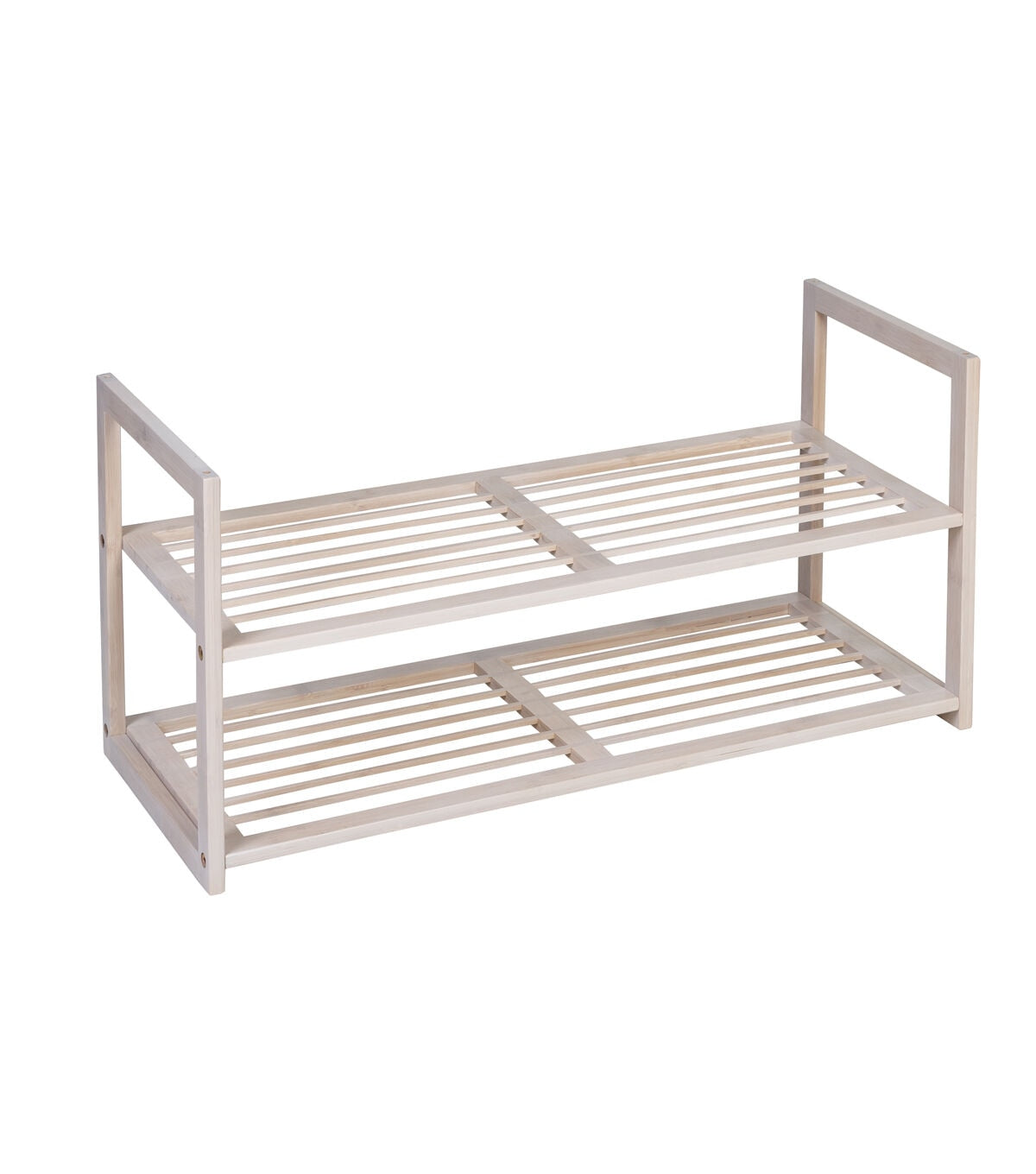 Honey Can Do 28 White Wash 2 Tier Stackable Bamboo Shoe Rack 30lbs