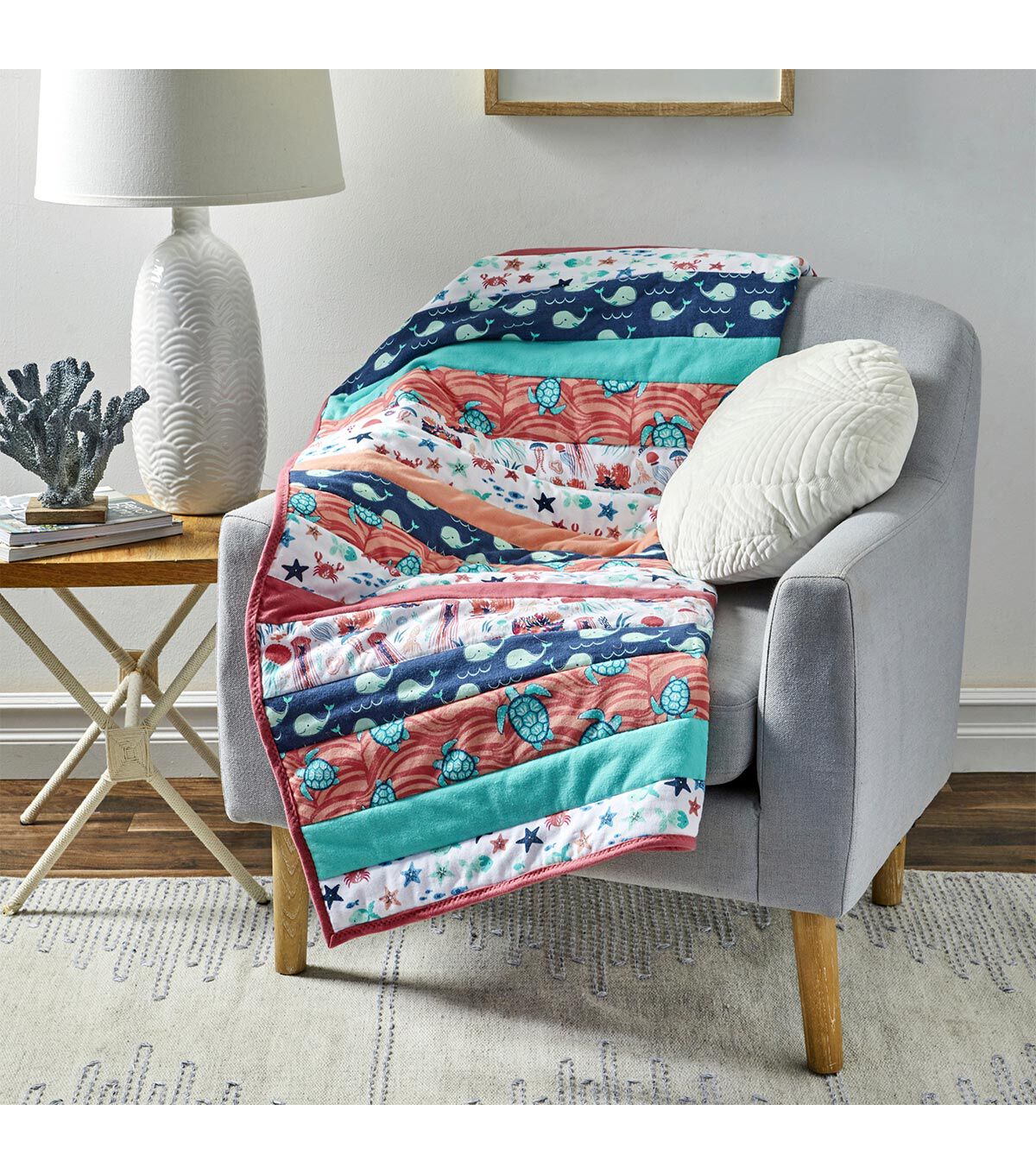Super Snuggle Tiny Happy Whales Flannel Fabric