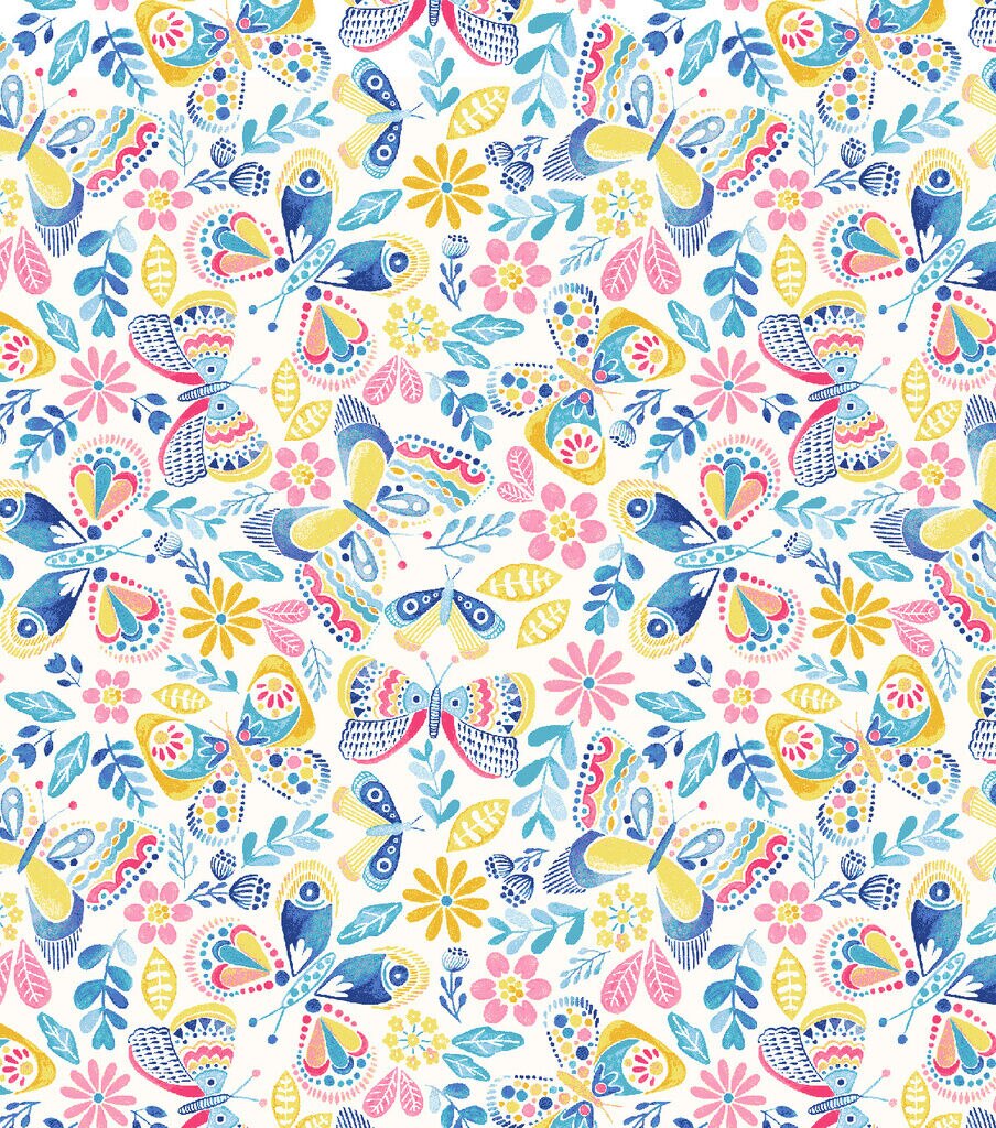 Super Snuggle Flannel Fabric Butterfly Stamp