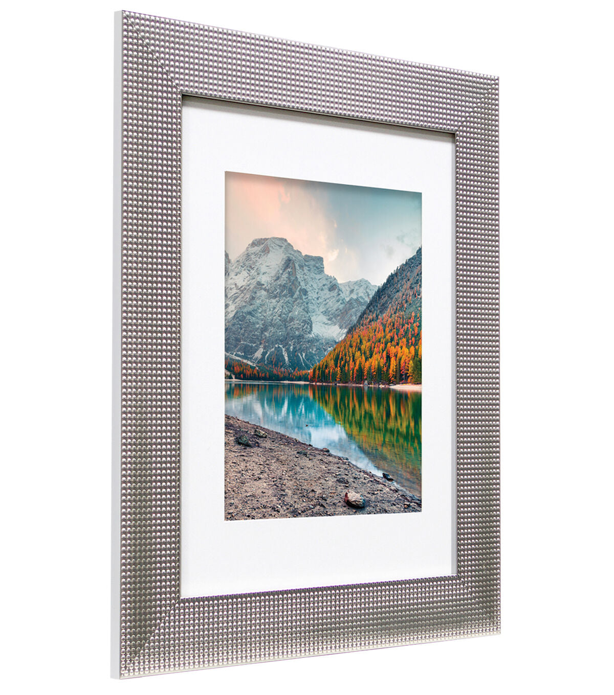 BP 11x14 Matted to 8x10 Silver Texture Bump Frame