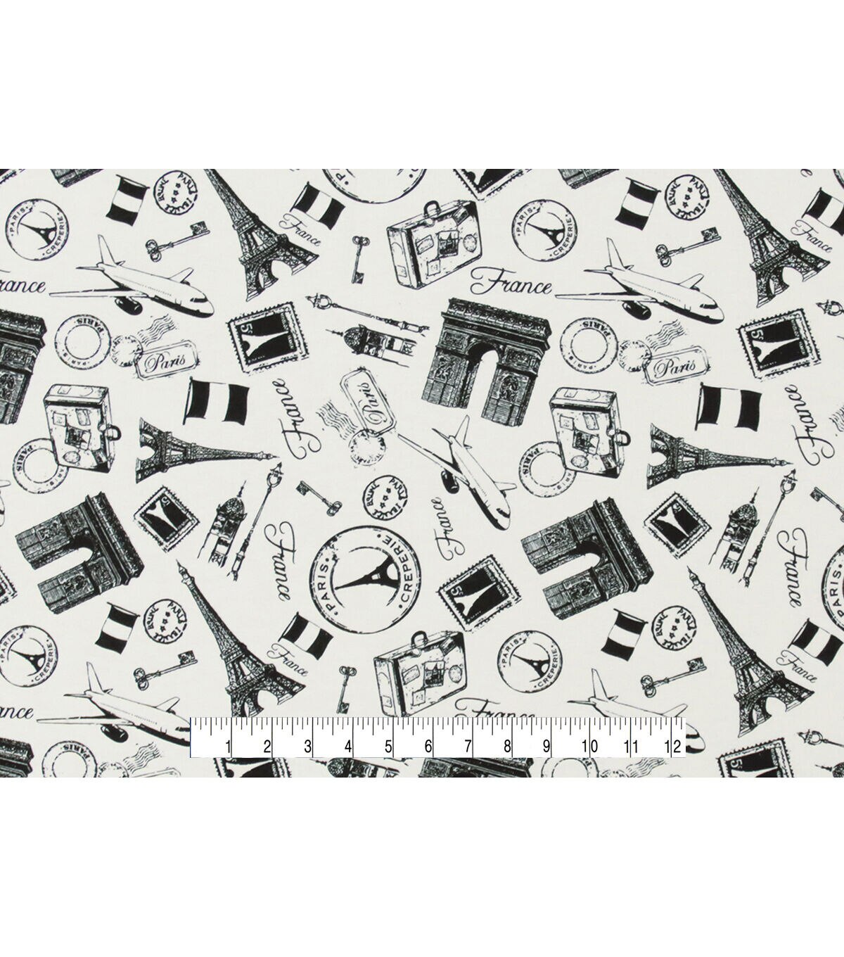 Paris Icons Black White Super Snuggle Flannel Fabric