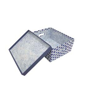 13.5 Blue Dots Rectangle Box With Cut Out Handles by Place & Time