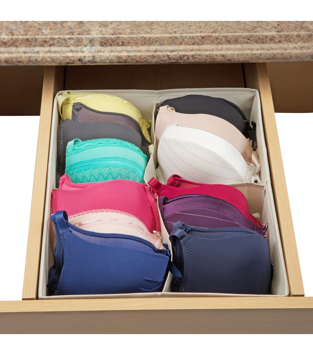 Simplify 14 Faux Jute 4 Compartment Drawer Organizer