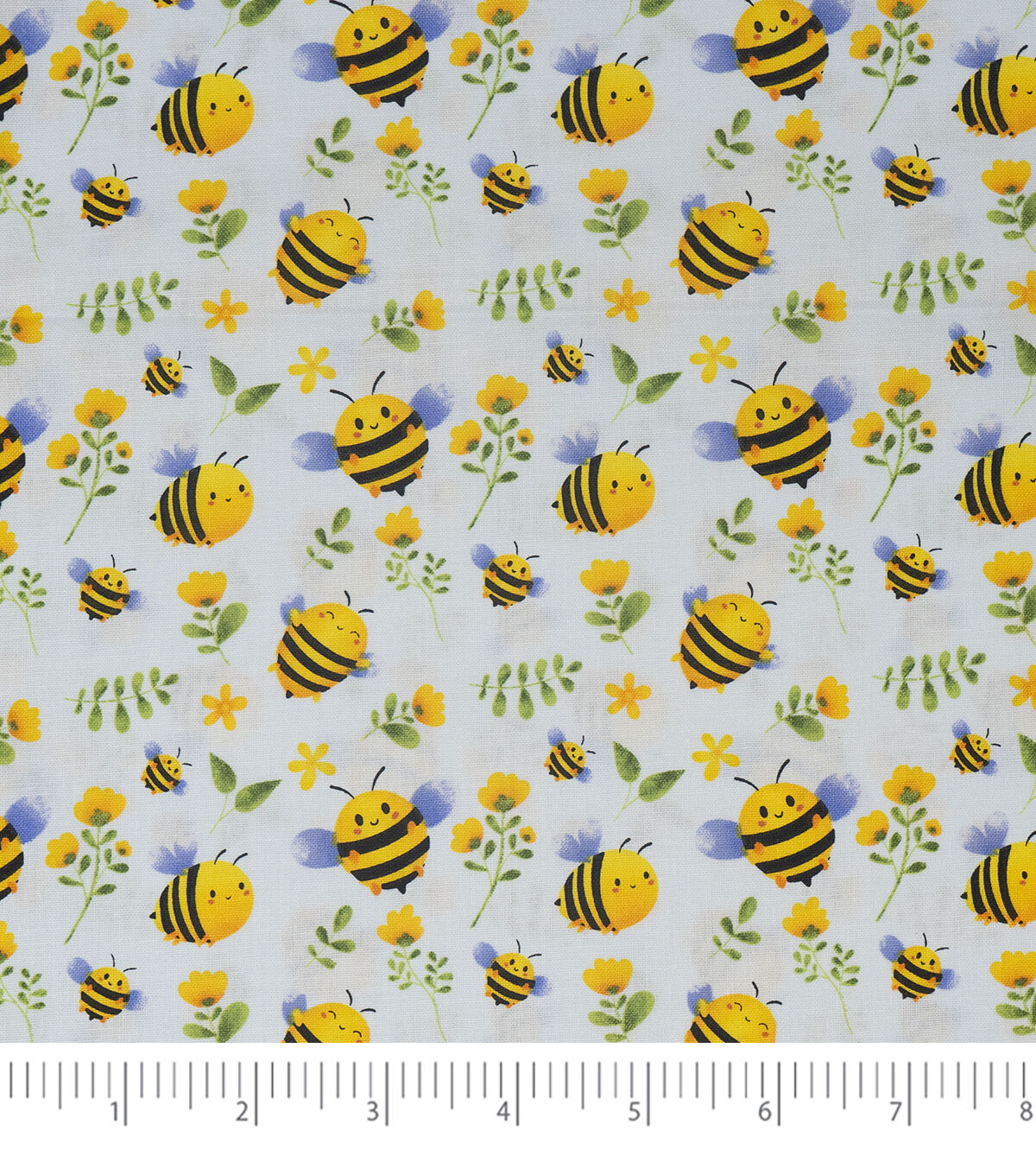 Yellow Happy Bees Novelty Cotton Fabric