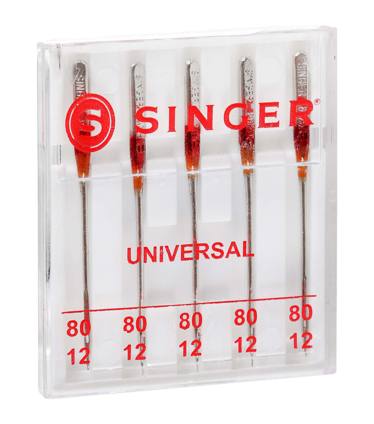 SINGER 80/12 Universal Regular Point Sewing Machine Needles 5pk