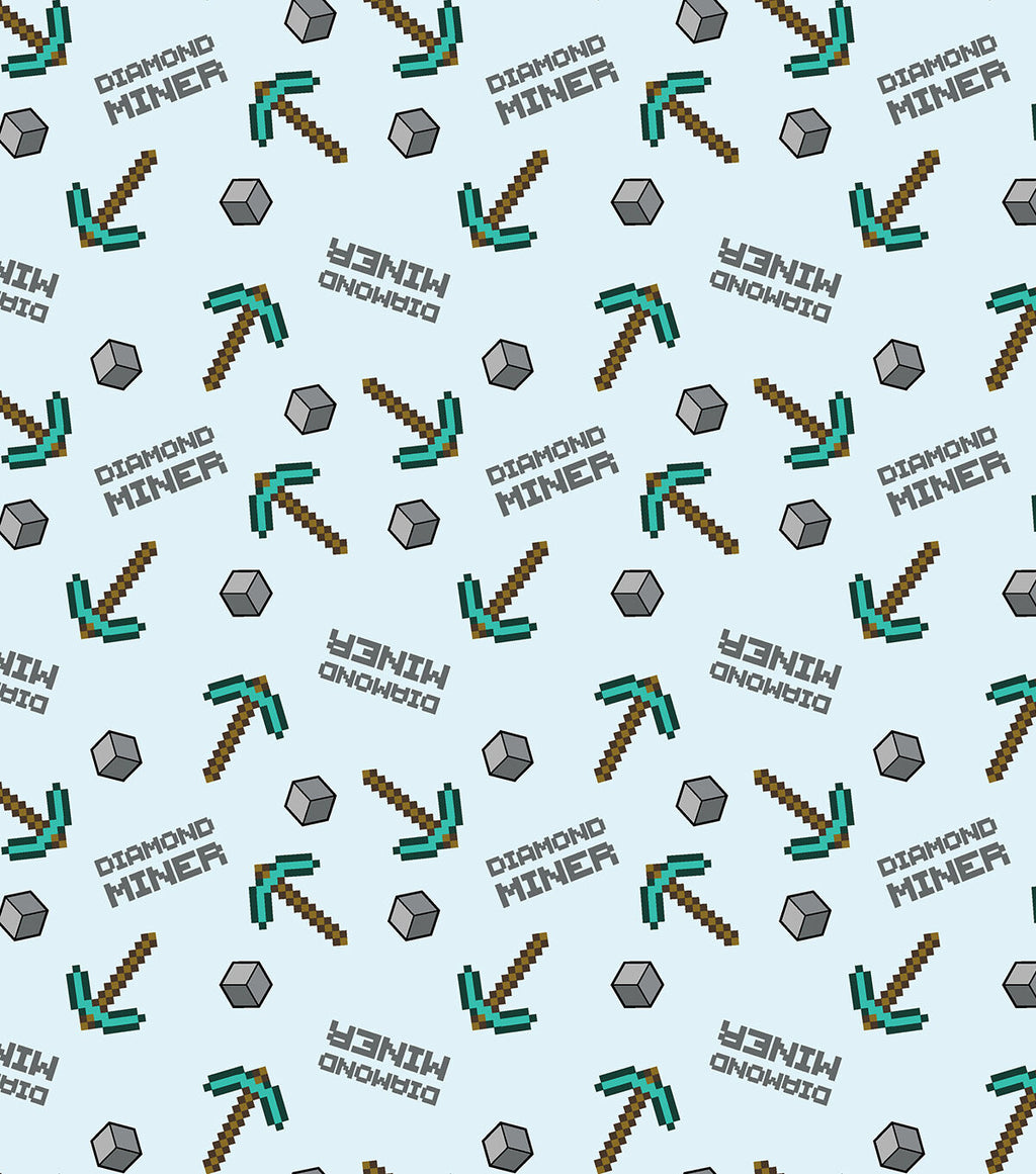 Minecraft Diamond Miner Cotton Fabric