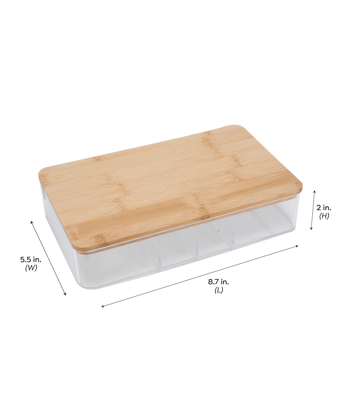 Simplify 9 Clear 5 Compartment Organizer With Bamboo Lid & Mirror