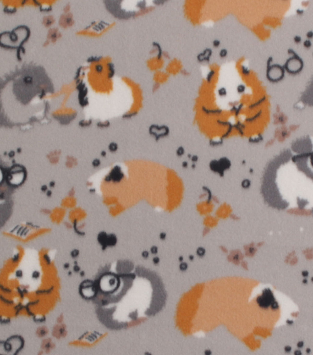 Gerbils on Gray Blizzard Fleece Fabric