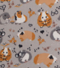 Gerbils on Gray Blizzard Fleece Fabric