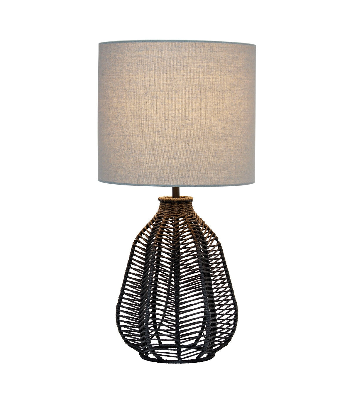 All The Rages 21 Vintage Rattan Paper Rope Table Lamp With Fabric Shade
