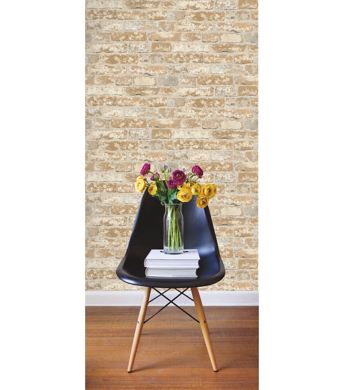RoomMates Wallpaper Stuccoed Brown Brick