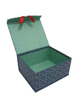 12 Dog Prints on Blue Flip Top Box With Bow by Place & Time