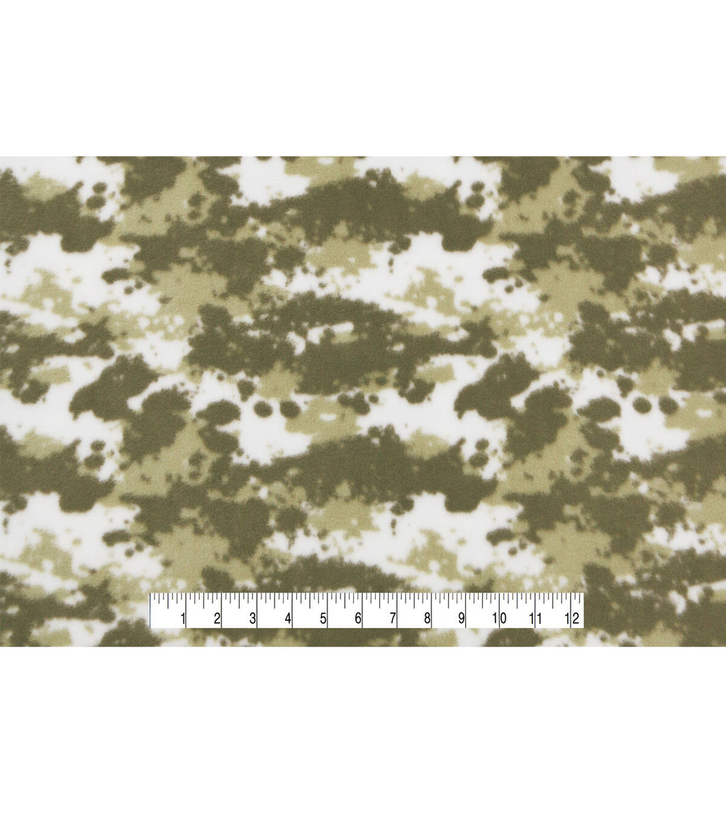 Green Camouflage Anti Pill Fleece Fabric