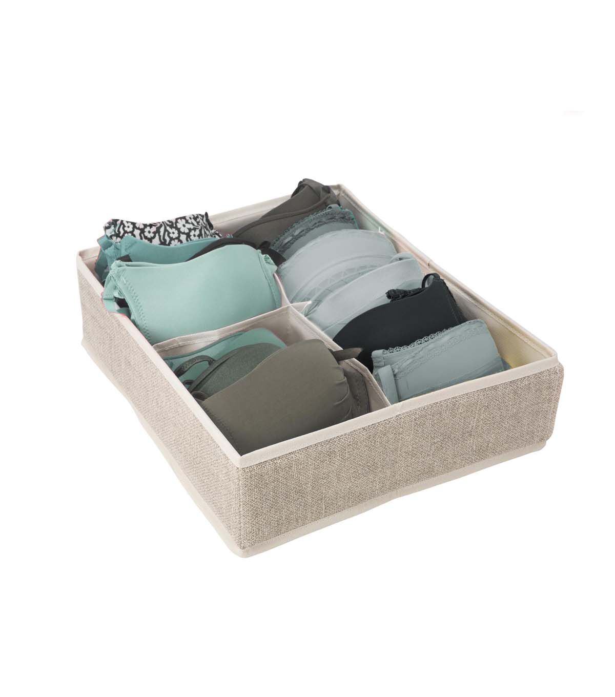Simplify 14 Faux Jute 4 Compartment Drawer Organizer