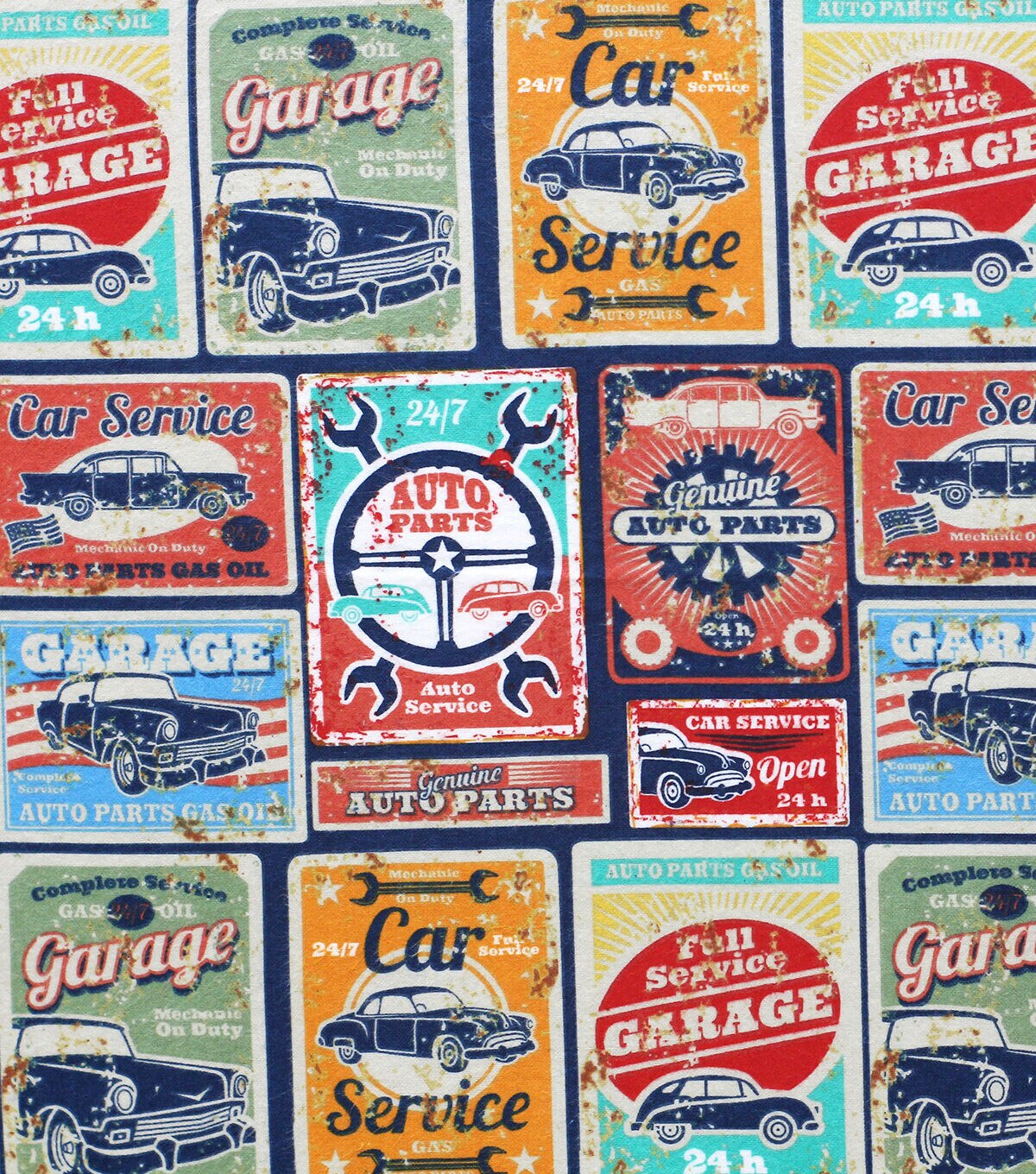 Full Service Garage Super Snuggle Flannel Fabric