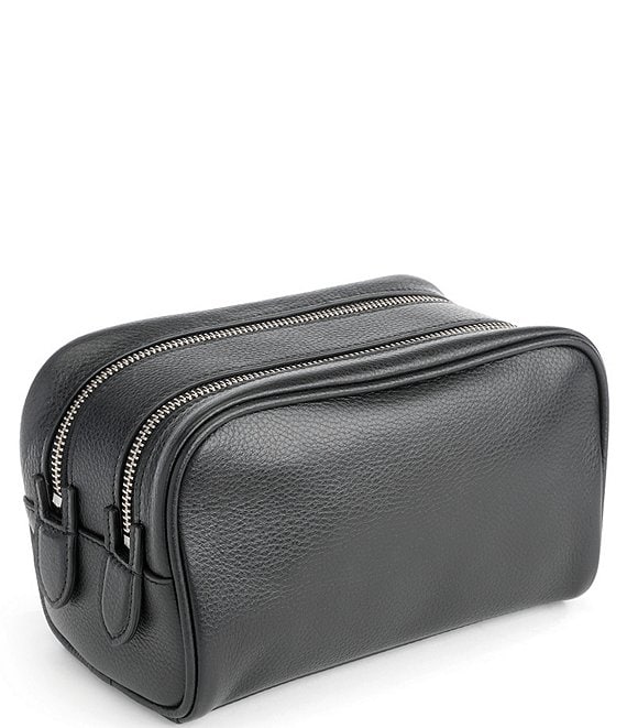 Leather Double Zip Toiletry Bag