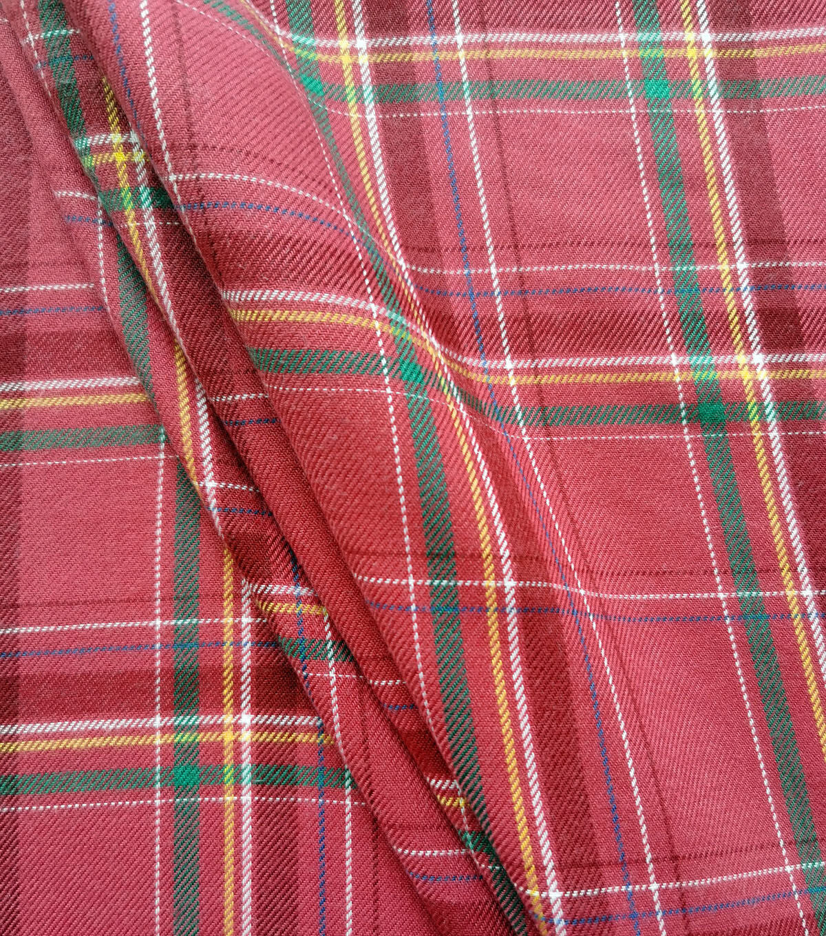 Red Tartan Brushed Plaid Polyester Flannel Fabric