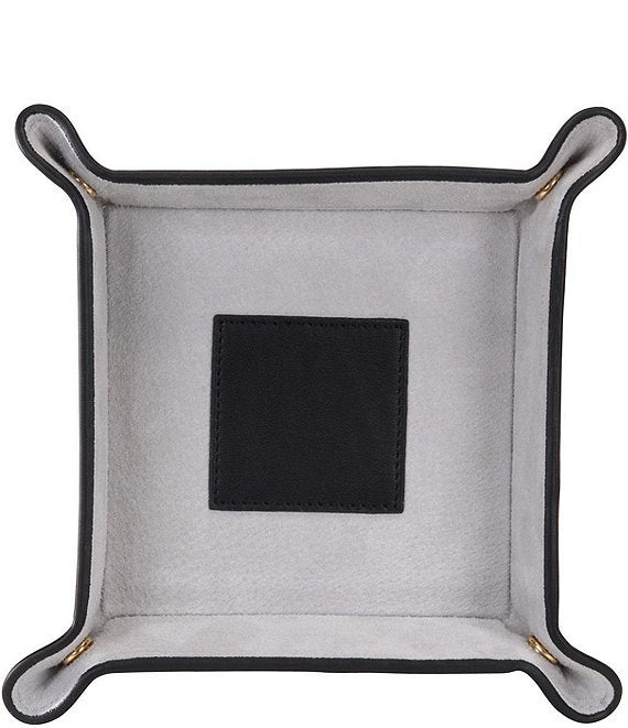 Suede-Lined Catchall Leather Valet Tray