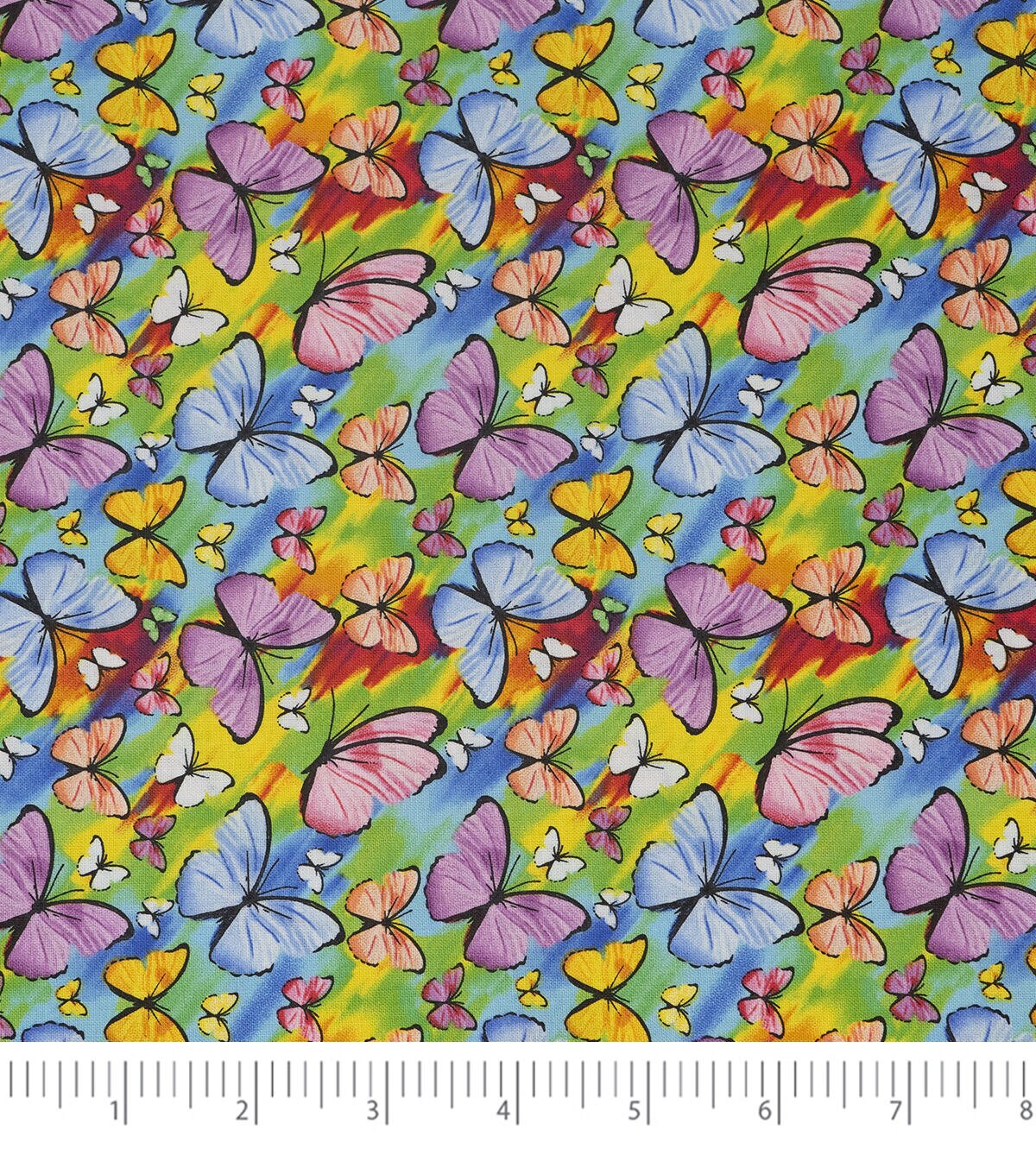 Multicolor Butterflies Novelty Cotton Fabric