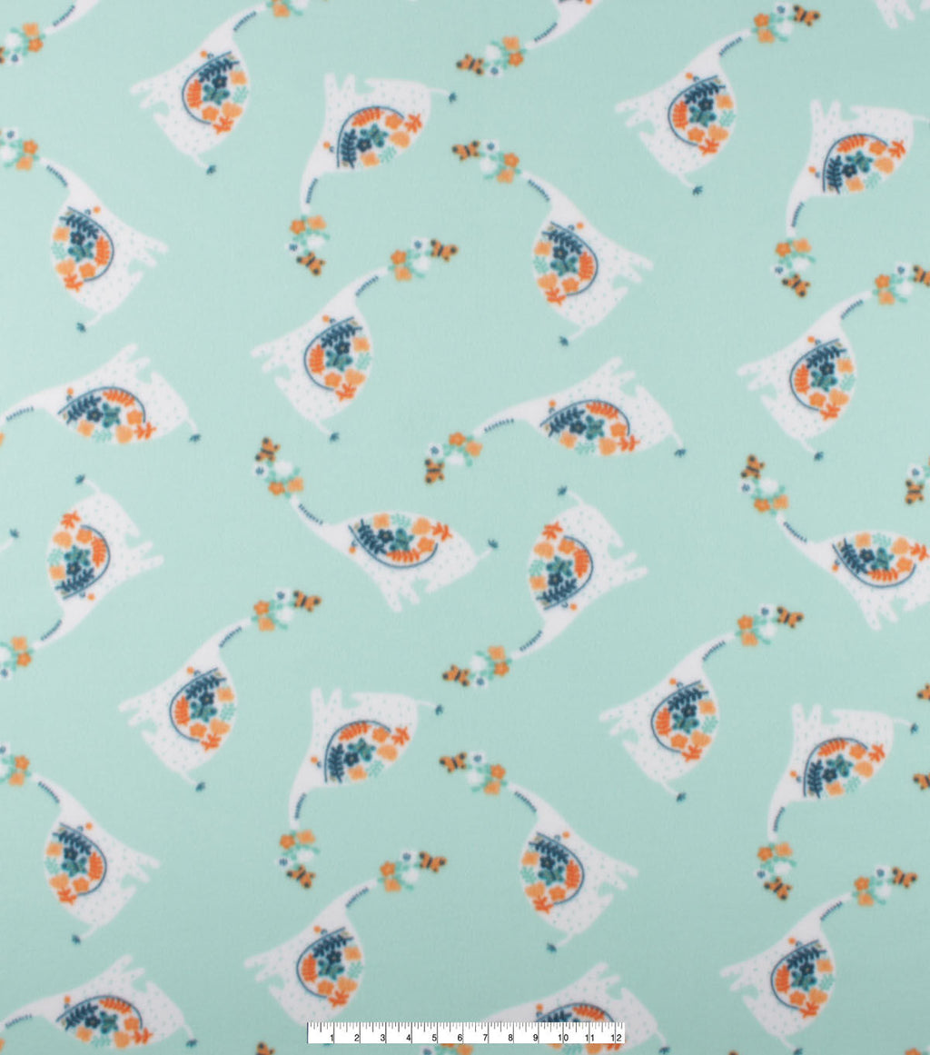 Floral Elephant Blizzard Fleece Fabric