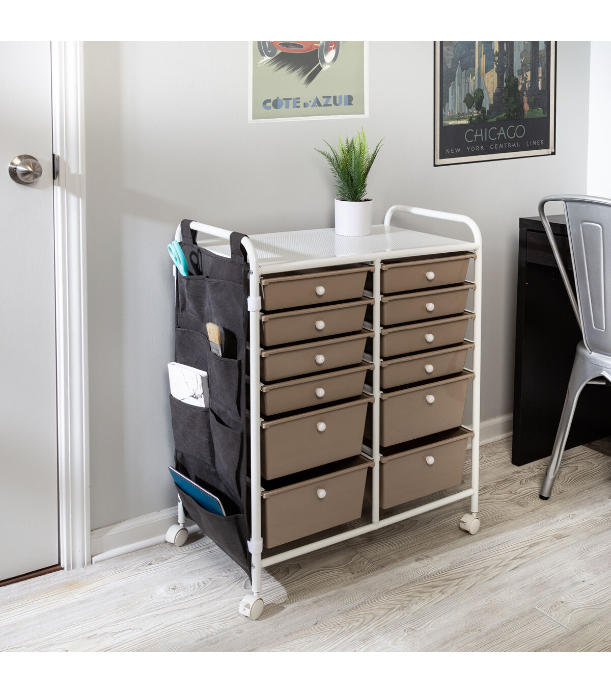 Honey Can Do 25 x 32 Metal 12 Drawer Rolling Storage Craft Cart