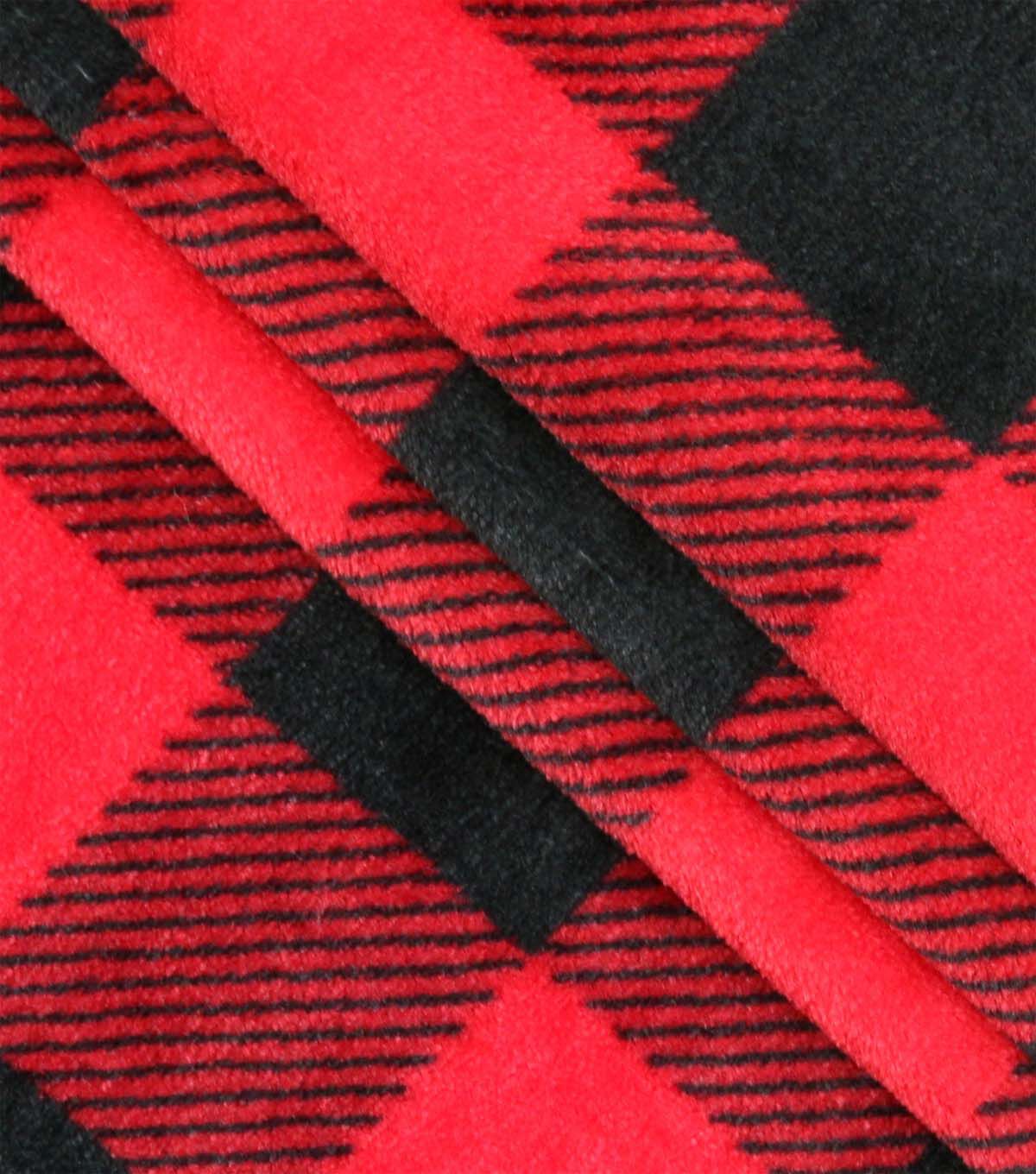 Black & Red Buffalo Plaid Sew Lush Fleece Fabric