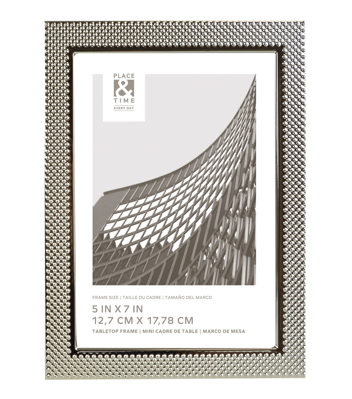 5 x 7 Silver Beaded Texture Tabletop Picture Frame by Place & Time