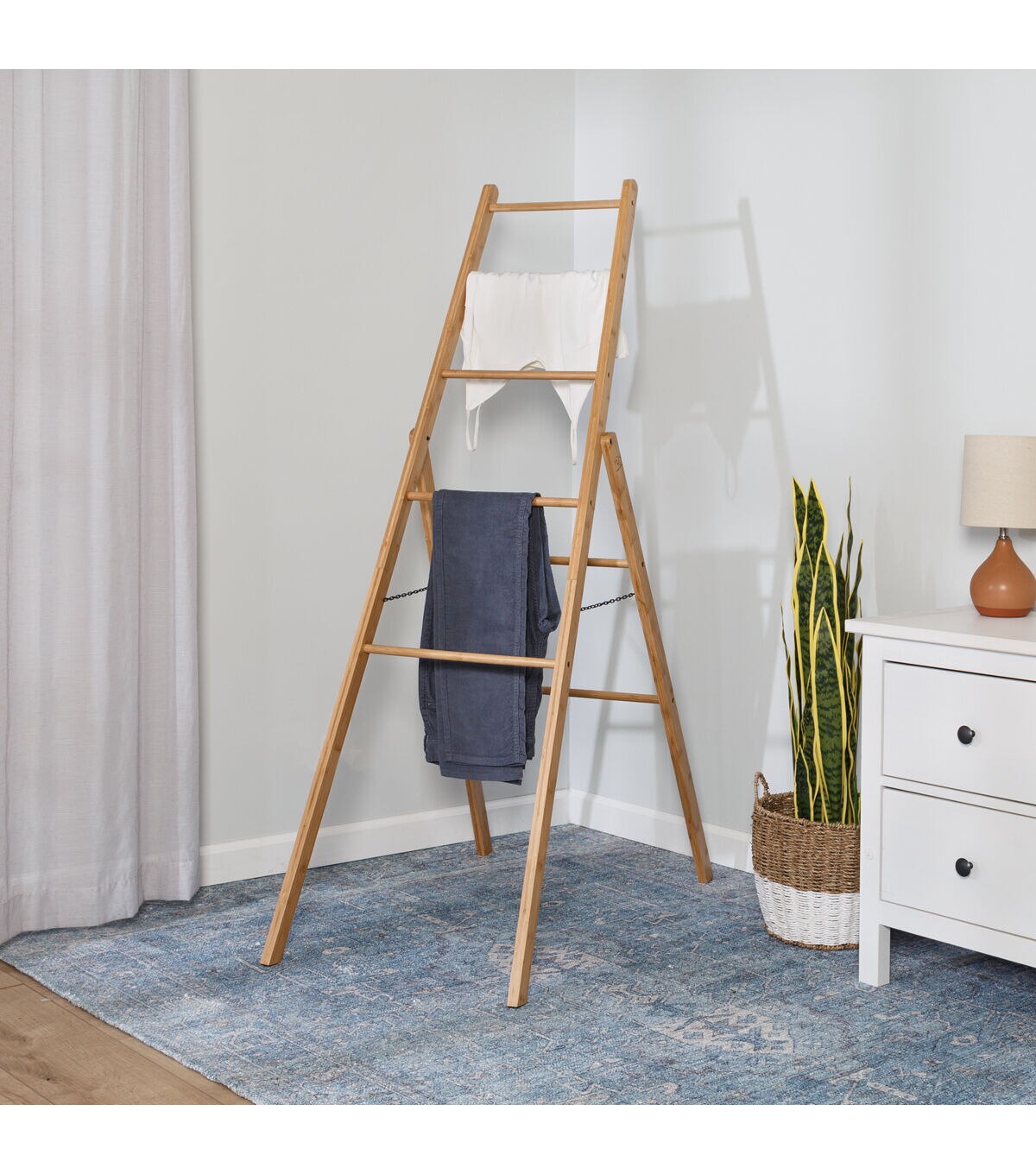 Honey Can Do 20.5 x 63 Natural Bamboo Folding Ladder Rack