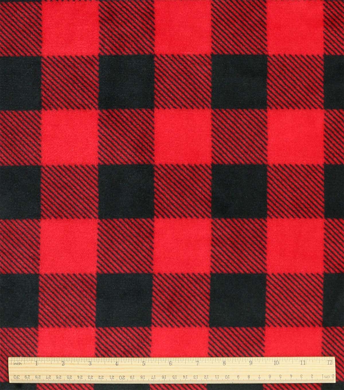 Black & Red Buffalo Plaid Sew Lush Fleece Fabric