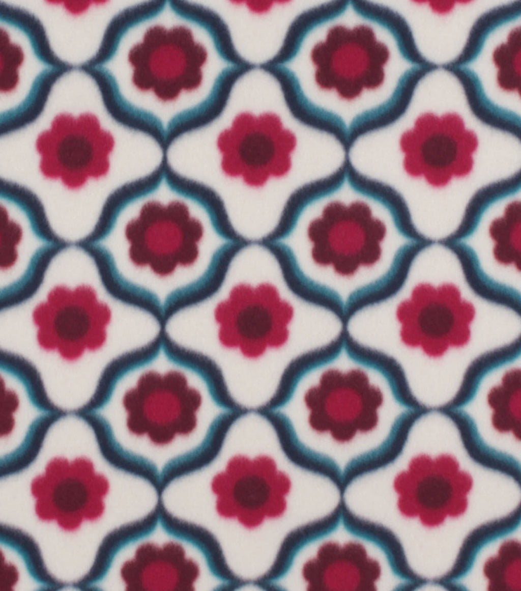 Geometric With Daisies Blizzard Fleece Fabric
