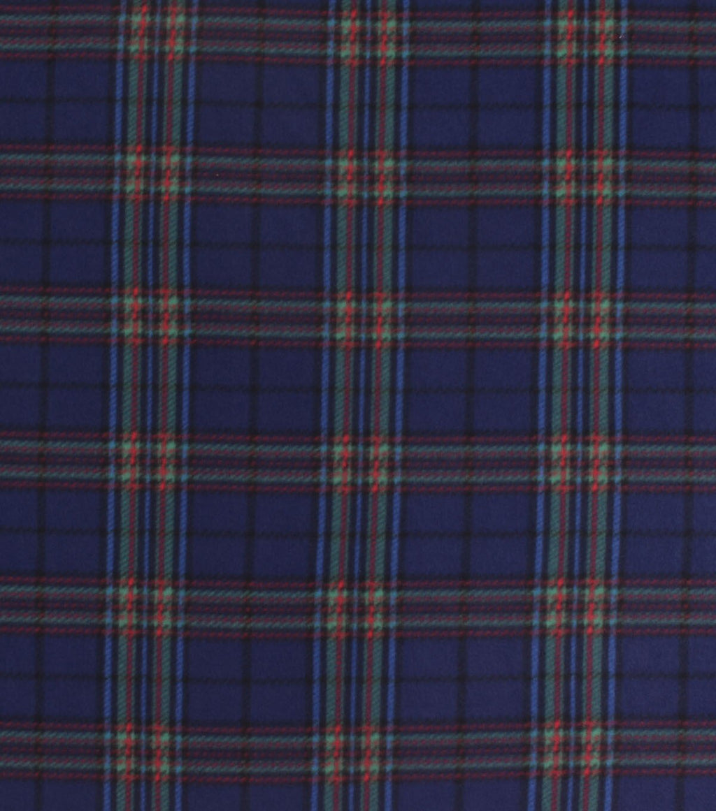 Navy Tartan Plaid Blizzard Fleece Fabric
