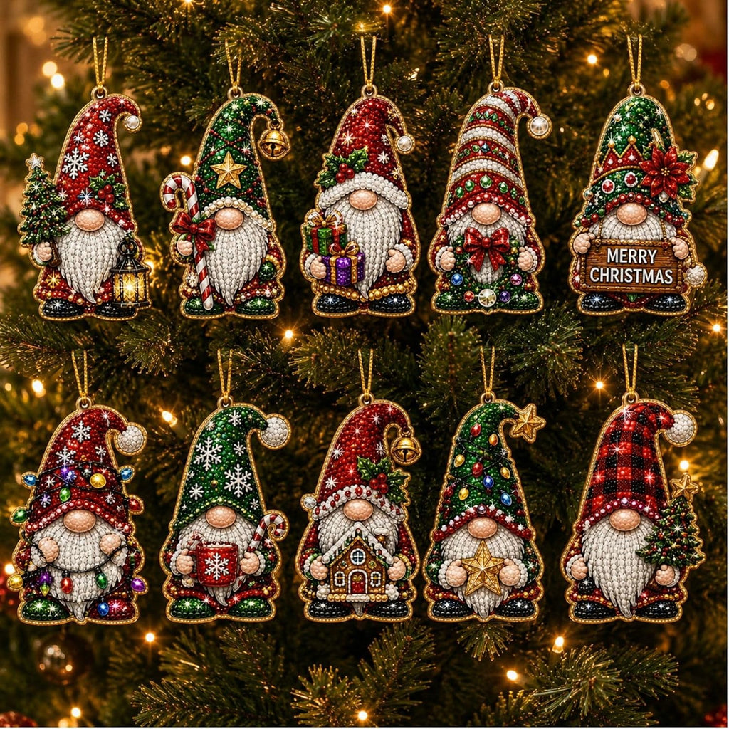 10PCS Christmas Pearl Diamond Painting Hanging Ornament Art Kit for Adults