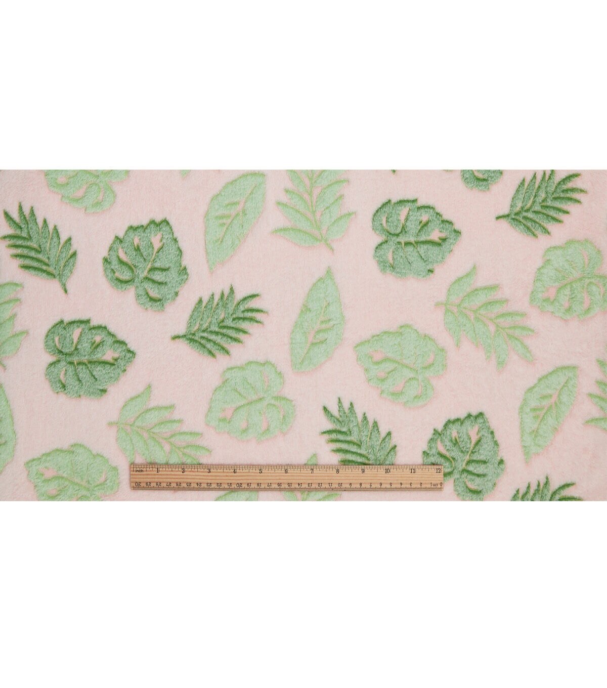 Summer Green Embossed Simple Tropical Leaves Sew Lush Fleece Fabric
