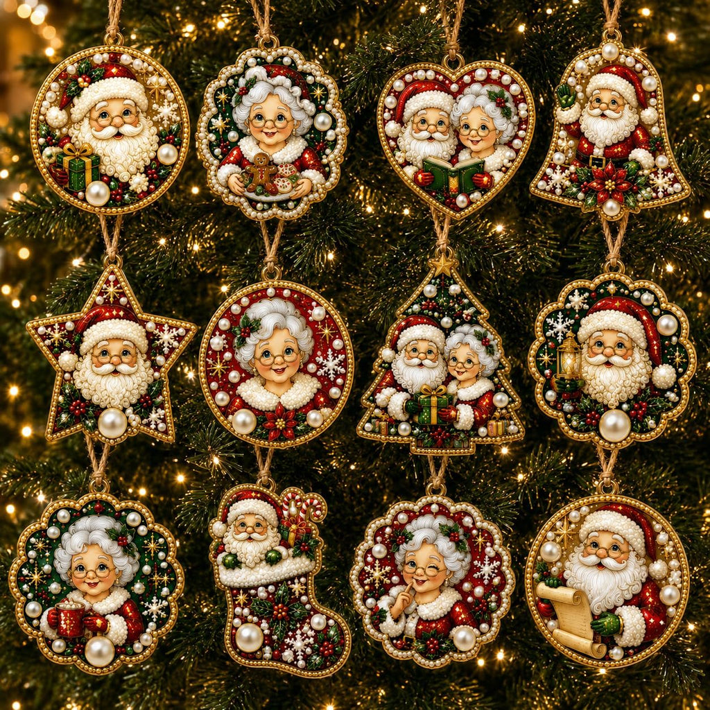 12PCS Christmas Ornaments DIY Pearl Diamond Art Kits for Adults