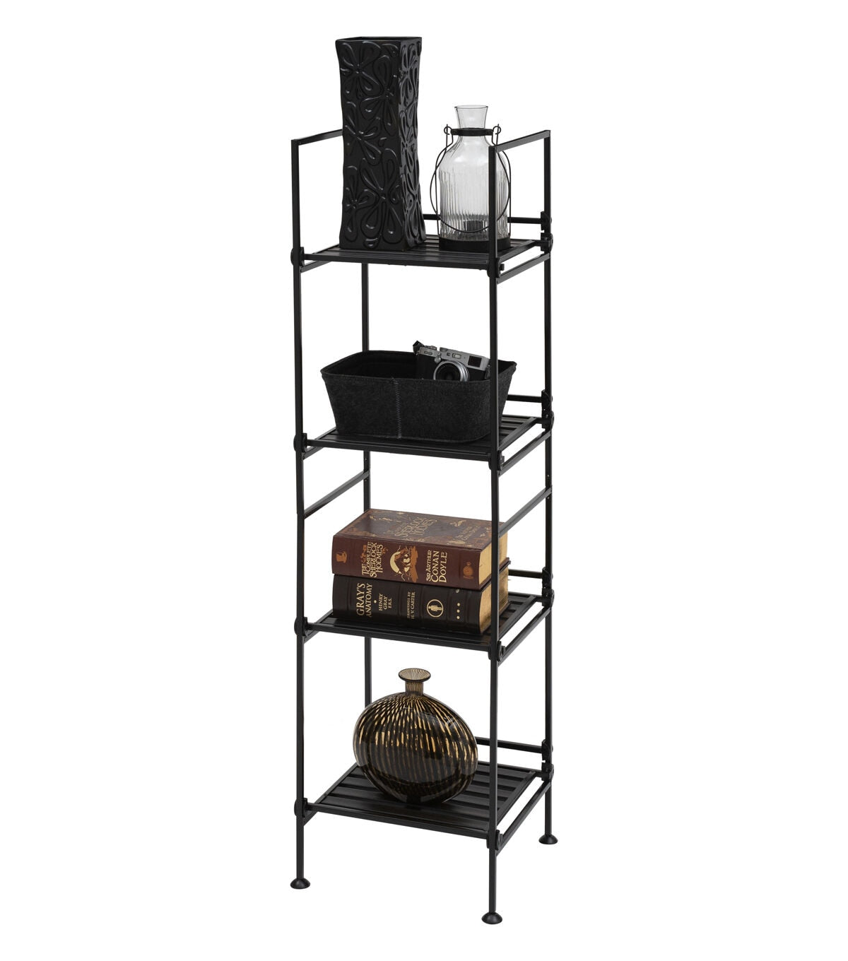 Organize It All 45 Black 4 Tier Square Shelving Tower