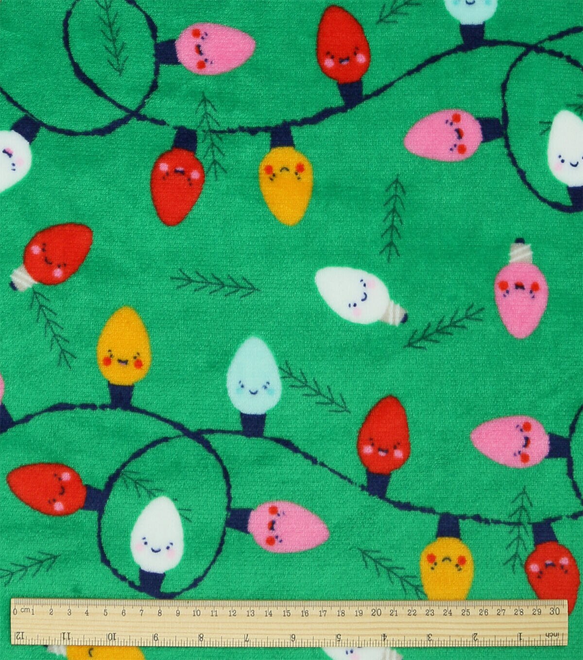 Lights On Green Sew Lush Fleece Fabric by POP!