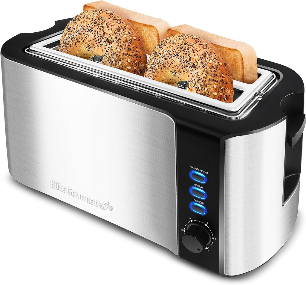 Elite Gourmet 2-Slice Cool-Touch Toaster, 1.25" Extra-Wide Slots, 6 Shades
