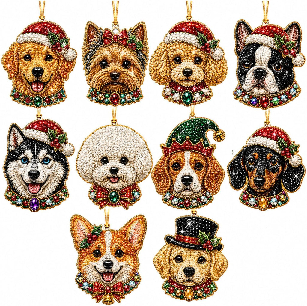 10PCS Christmas Pearl Diamond Painting Hanging Ornament Art Kit for Adults