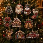 10PCS Christmas Pearl Diamond Painting Hanging Ornament Art Kit for Adults