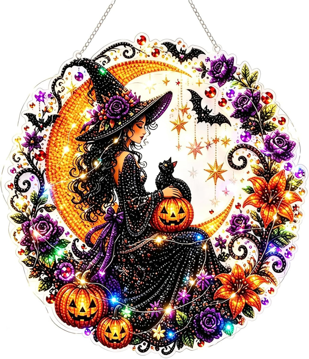 LXVRCQ Pearl Diamond Painting Suncatcher Kit Halloween Cute 3D Pearl Mosaic Craft Set Holiday Christmas Wall Decor, Handmade Home Decoration Gift