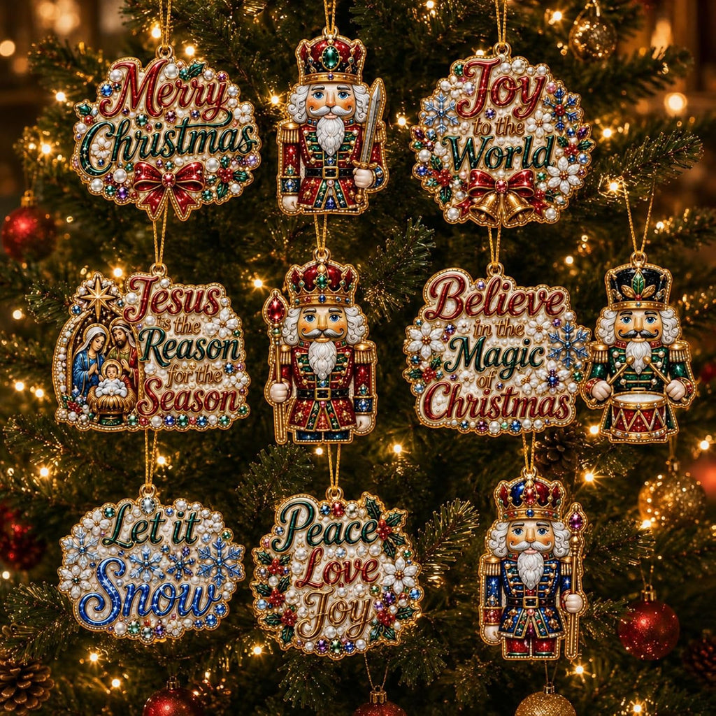 10PCS Christmas Pearl Diamond Painting Hanging Ornament Art Kit for Adults