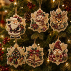 Christmas Ornaments Pearl Diamond Art Kits For Adults, Diy Wooden Diamond Art Christmas Ornaments For Christmas Tree With Pearls, Hanging Special-Shaped Gems & Jute Twine, Christmas Decor Craft#W