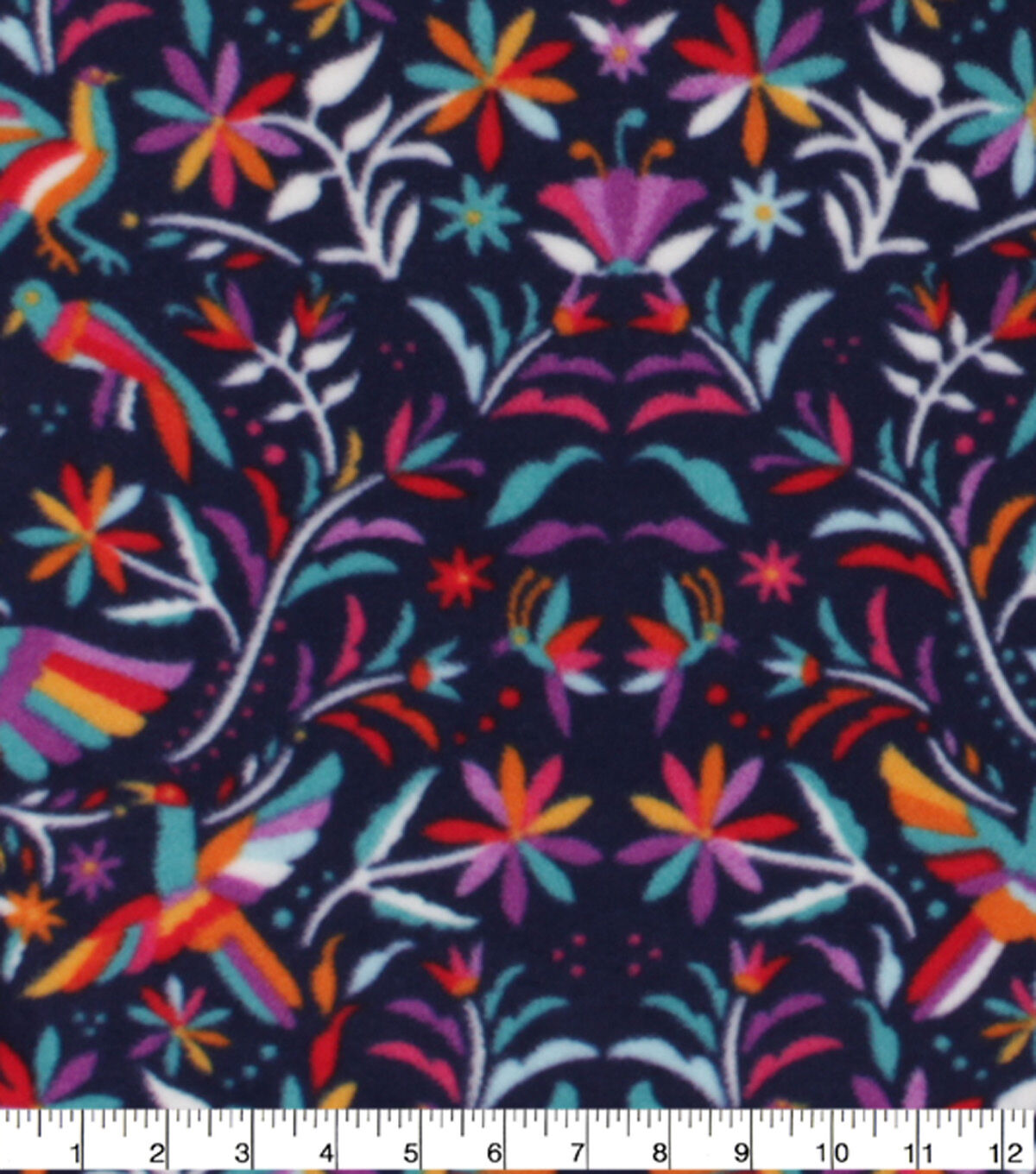 Day of the Dead Birds & Floral Anti Pill Fleece Fabric