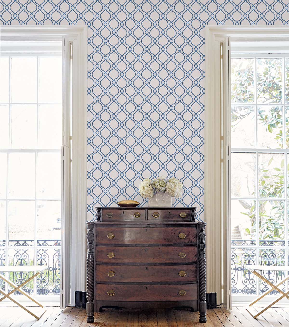 Surface Style 20.5' x 18' Delft Curveball Peel & Stick Wallpaper