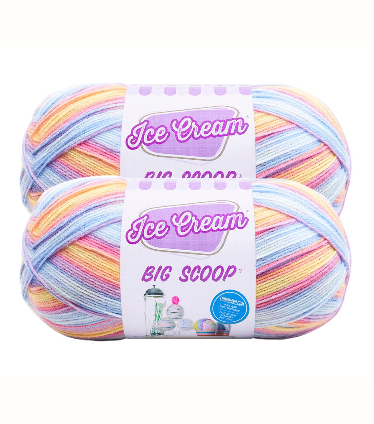 Lion Brand Ice Cream Big Scoop Light Weight Acrylic Yarn 2 Bundle